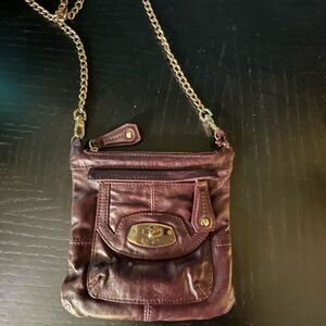 Elegant Purple Leather Crossbody Bag